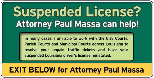 Calcasieu Parish, Louisiana Suspended License Attorney Paul Massa Graphic 1